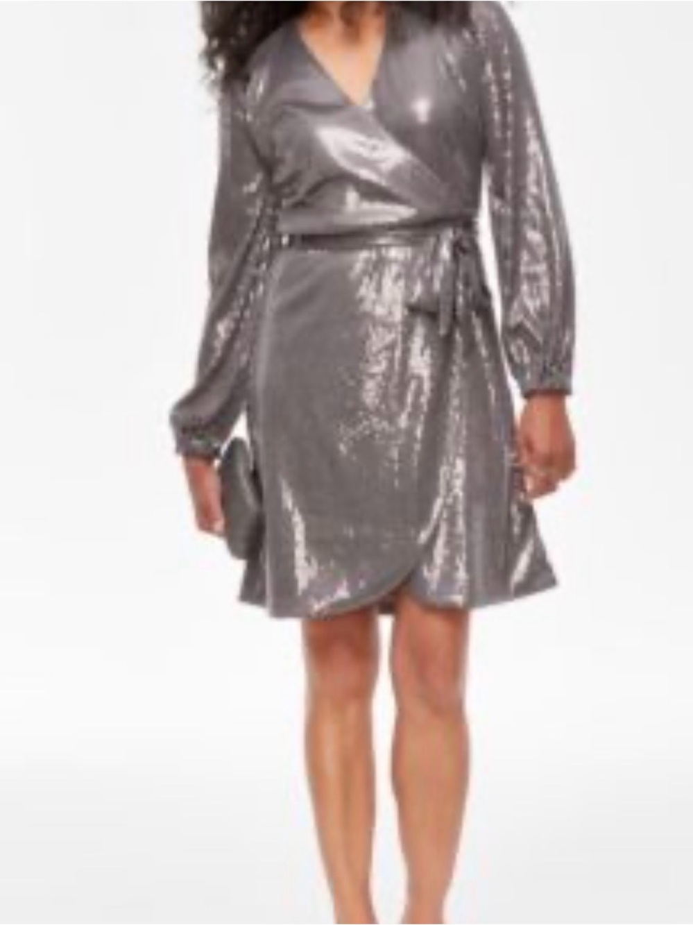 INC International Concepts Silver Sequin Wrap Jacket with Self-Tie